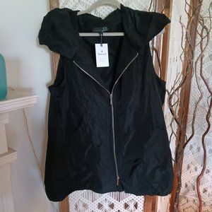WOMENS BLACK NYLON VEST WITH ZIPPER HABITAT LIV SIZE LARGE